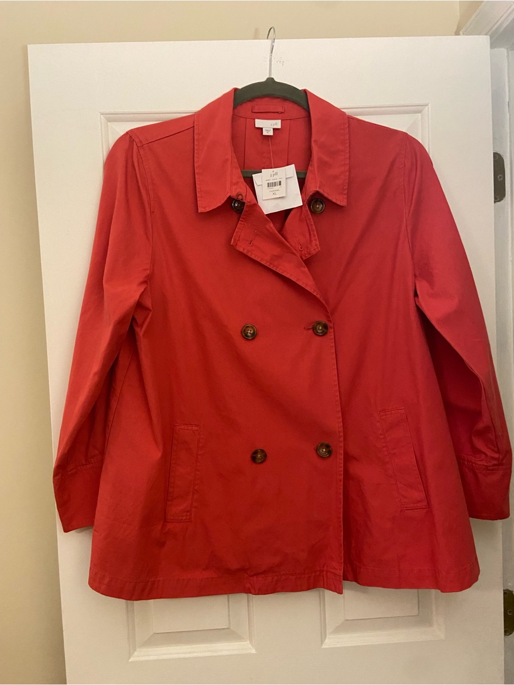 J. Jill Orange-ish/Red-ish Double-Breasted Trench Spring/Fall Jacket - NWT